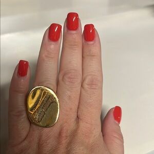 Milor Italy Gold Bronze Modernist Chunky Ring Size 8